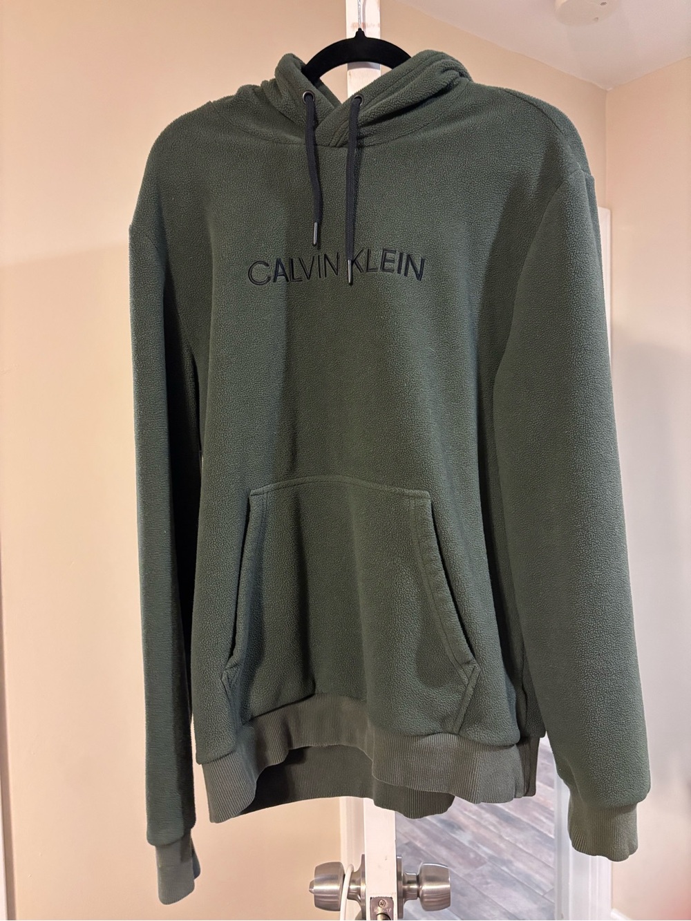 Calvin Klein Jeans Olive Green Fleece Pullover Hoodie